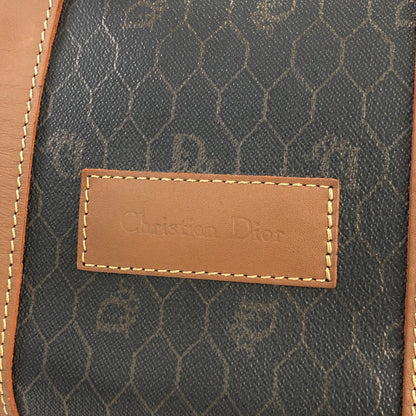 Christian Dior Logo Honeycomb Pattern Boston bag Brown Vintage Old 5kmewd