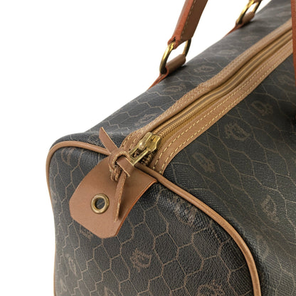 Christian Dior Logo Honeycomb Pattern Boston bag Brown Vintage Old 5kmewd