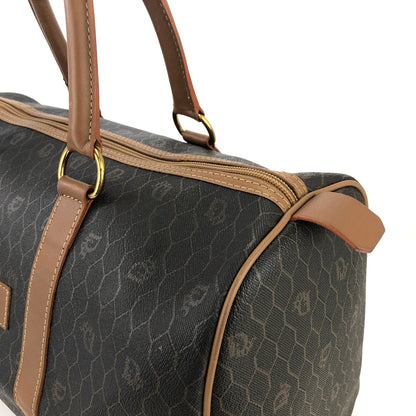 Christian Dior Logo Honeycomb Pattern Boston bag Brown Vintage Old 5kmewd