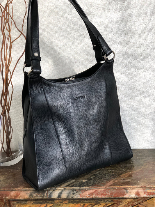 LOEWE Logo Embossed leather Totebag Black Vintage Old 62fd56