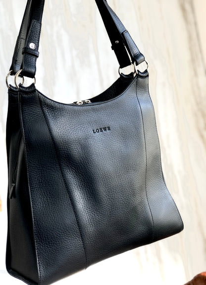 LOEWE Logo Embossed leather Totebag Black Vintage Old 62fd56