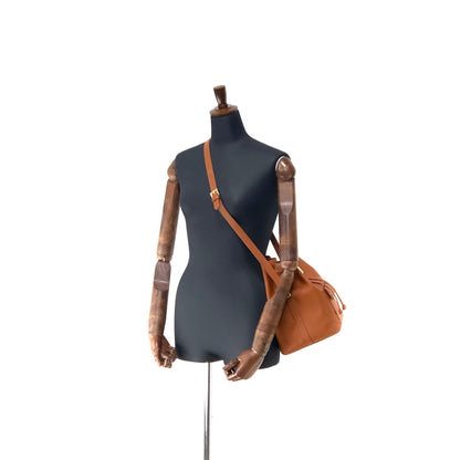 GIVENCHY logo motif front pocket drawstring crossbody leather shoulder bag brown vintage old x3v2dc