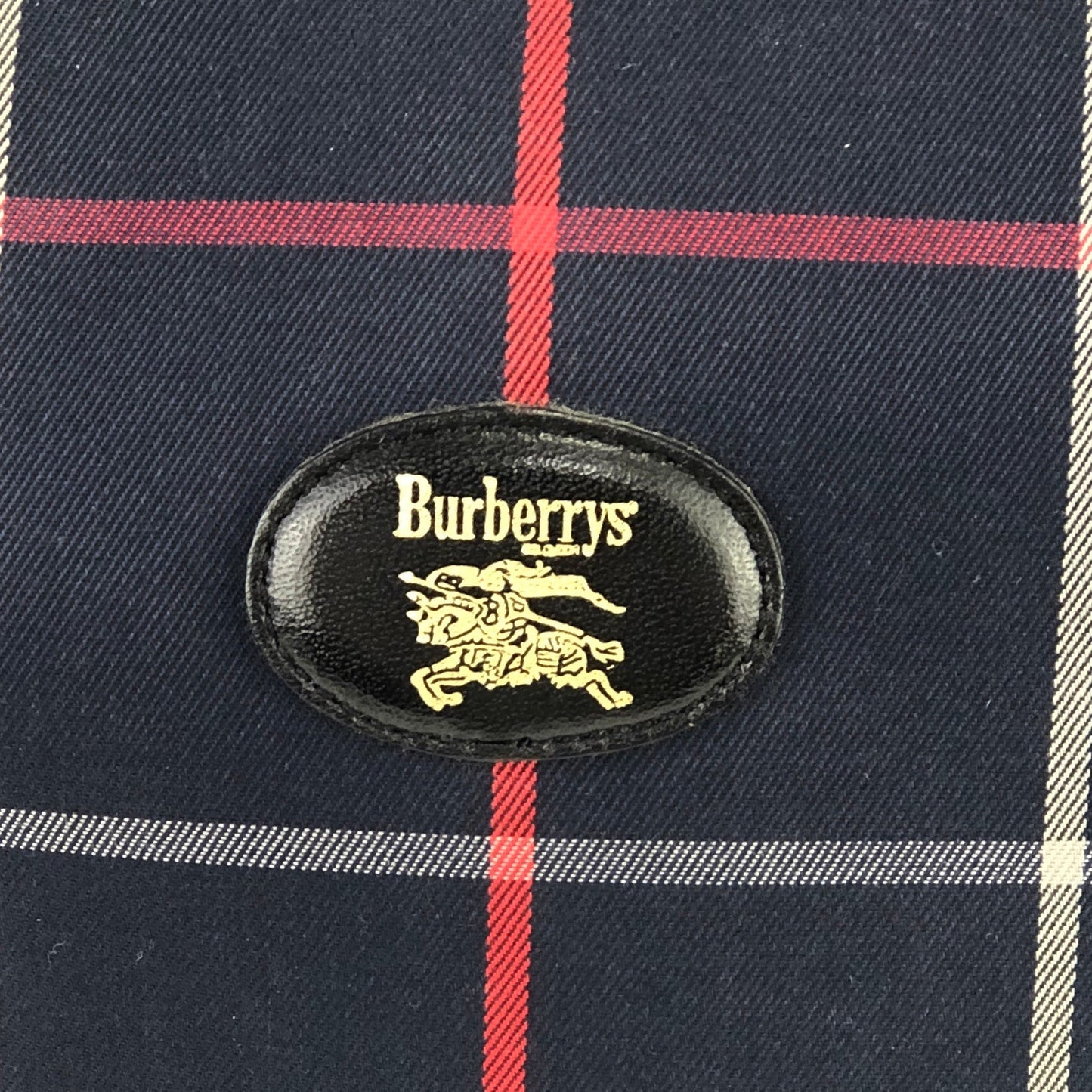 Burberrys' Windowpane check pattern Drawstring Shoulder bag Navy Vintage Old pcacpw