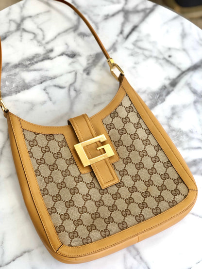 GUCCI GG canvas Shoulder bag Hobo bag Beige Vintage Old 3f6cjb
