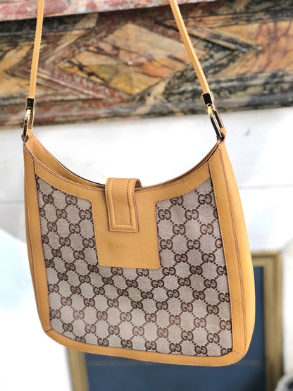 GUCCI GG canvas Shoulder bag Hobo bag Beige Vintage Old 3f6cjb