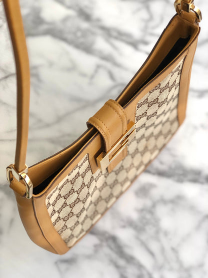 GUCCI GG canvas Shoulder bag Hobo bag Beige Vintage Old 3f6cjb