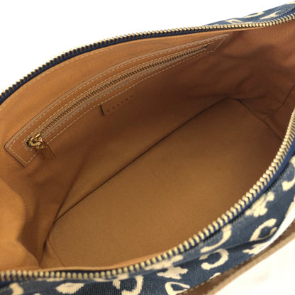 CELINE C Macadam Fabric Hobo Handbag Indigo Denim OldCELINE Vintage 5nki6f