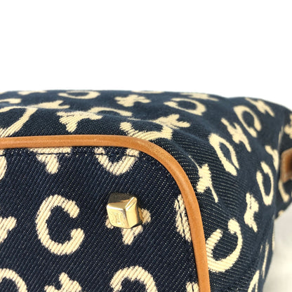 CELINE C Macadam Fabric Hobo Handbag Indigo Denim OldCELINE Vintage 5nki6f