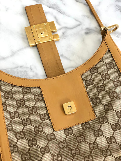 GUCCI GG canvas Shoulder bag Hobo bag Beige Vintage Old 3f6cjb