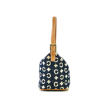 CELINE C Macadam Fabric Hobo Handbag Indigo Denim OldCELINE Vintage 5nki6f