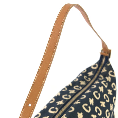 CELINE C Macadam Fabric Hobo Handbag Indigo Denim OldCELINE Vintage 5nki6f