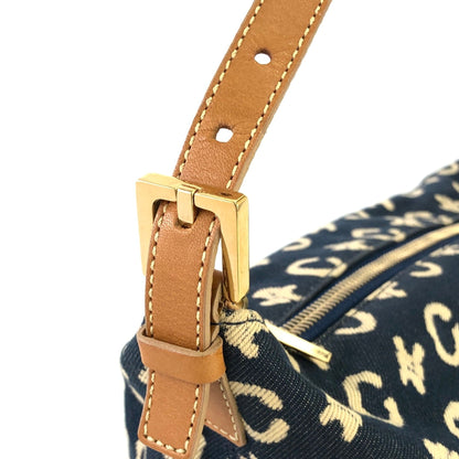 CELINE C Macadam Fabric Hobo Handbag Indigo Denim OldCELINE Vintage 5nki6f