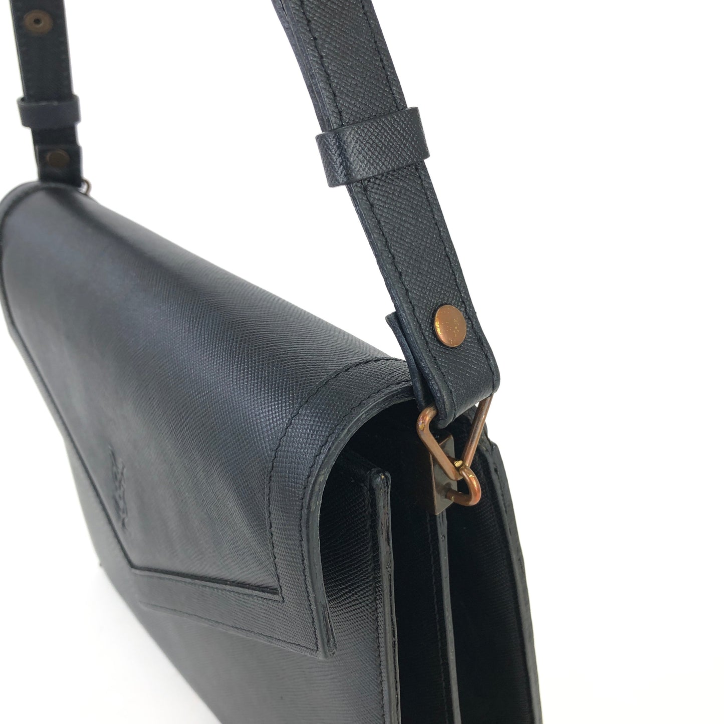 Yves Saint Laurent YSL logo Shoulder bag Black Vintage Old gxngj5