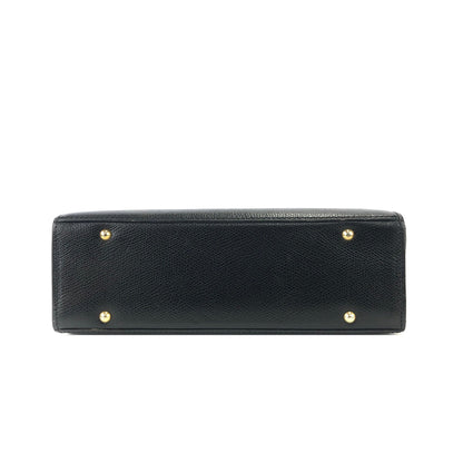 CELINE Turn lock Logo Leather Handbag Shoulder bag Black Vintage Old Celine 8edjtg