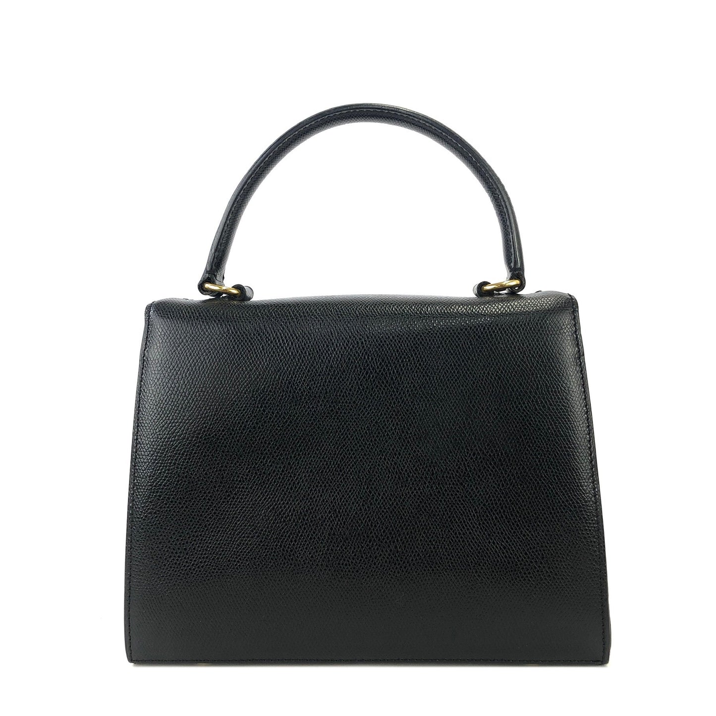 CELINE Turn lock Logo Leather Handbag Shoulder bag Black Vintage Old Celine 8edjtg