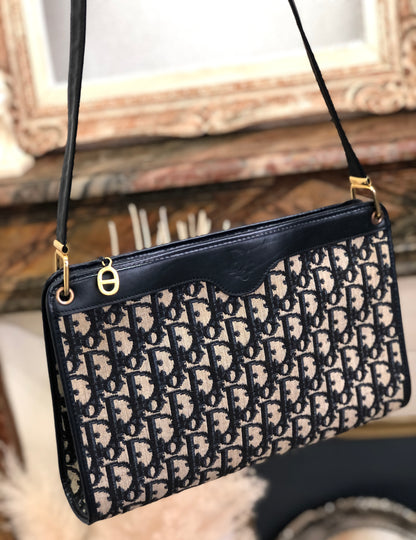 Christian Dior Trotter Jaguar Shoulderbag Handbag Navy Vintage Old u6xe25