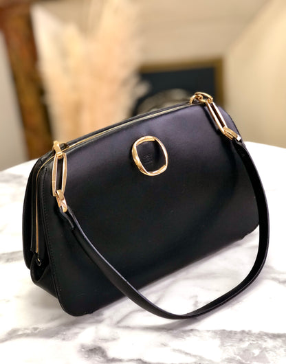 LOEWE Anagram embossed Purse bag handbag Black Vintage v24b4z