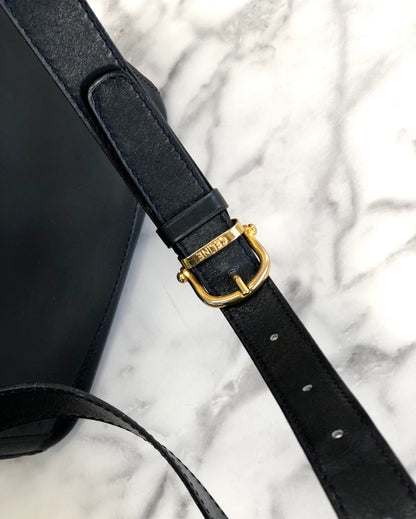 CELINE 馬蹄形斜背包單肩包 黑色 復古舊款 CELINE k6w24n