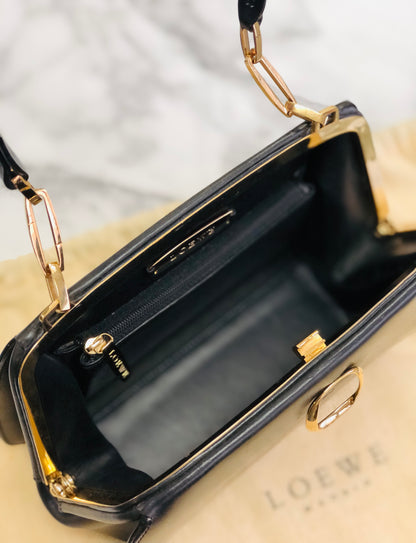 LOEWE Anagram embossed Purse bag handbag Black Vintage v24b4z