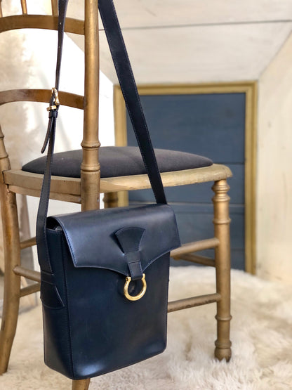 CELINE 馬蹄形斜背包單肩包 黑色 復古舊款 CELINE k6w24n