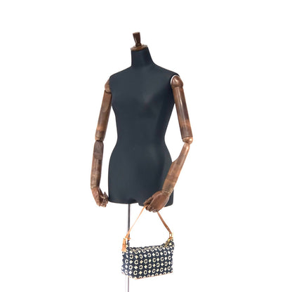 CELINE C Macadam Fabric Hobo Handbag Indigo Denim OldCELINE Vintage 5nki6f