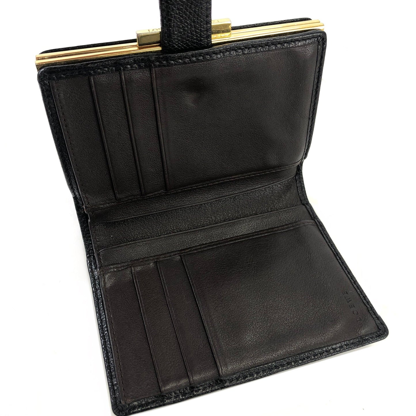 LOEWE Anagram Leather Compact wallet Black Vintage Old cnge4t