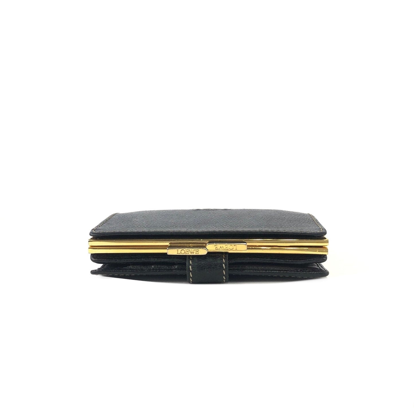 LOEWE Anagram Leather Compact wallet Black Vintage Old cnge4t