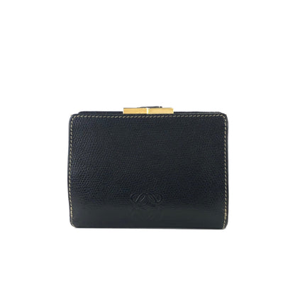LOEWE Anagram Leather Compact wallet Black Vintage Old cnge4t