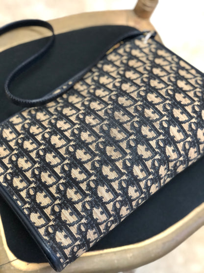 Christian Dior Trotter Oblique 提花肩背包 手袋 海軍藍 復古 舊款 83hjfi