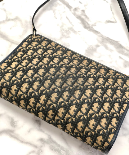 Christian Dior Trotter Oblique 提花肩背包 手袋 海軍藍 復古 舊款 83hjfi