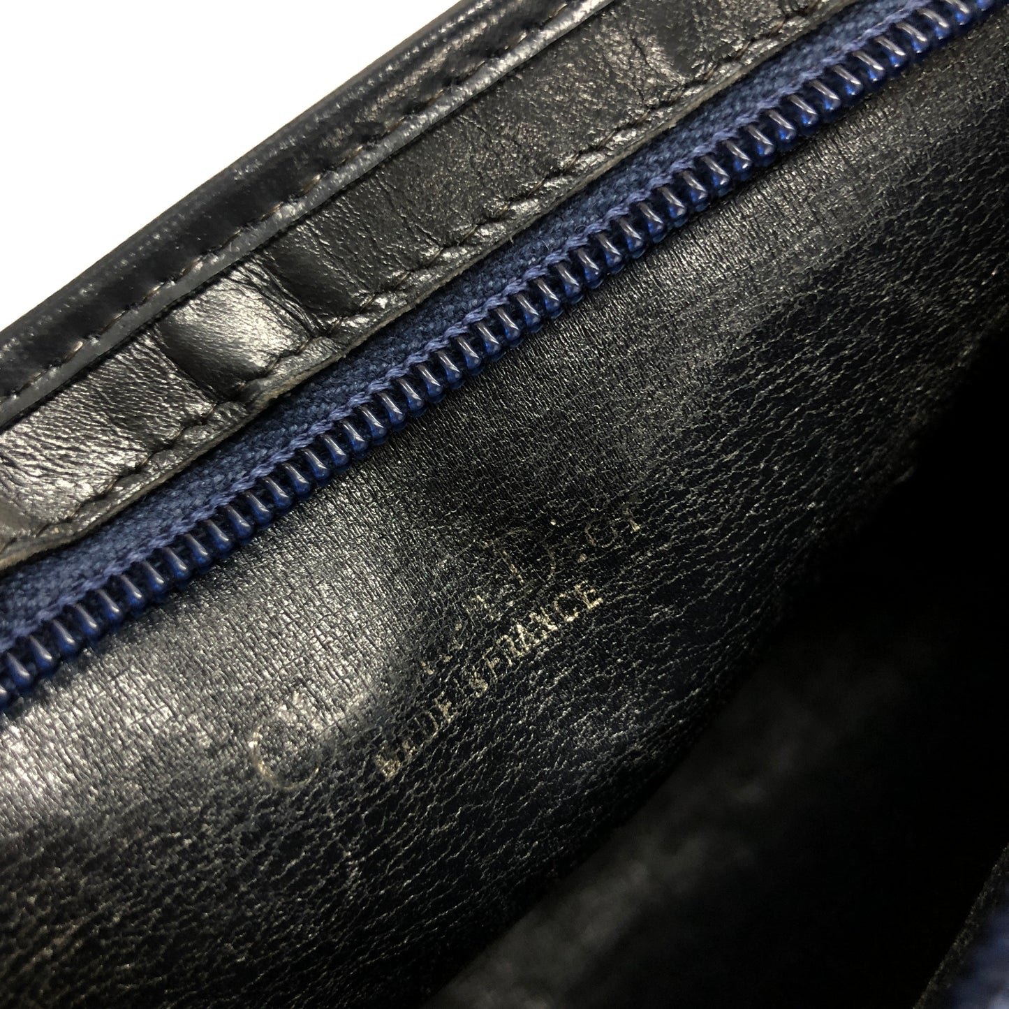 Christian Dior Trotter Oblique Jacquard Shoulderbag Handbag Navy Vintage Old 83hjfi