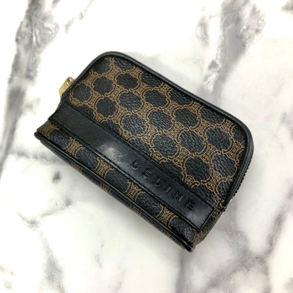 CELINE Macadam 標誌零錢包緊湊型皮夾黑色配件復古舊款 celine drkitk