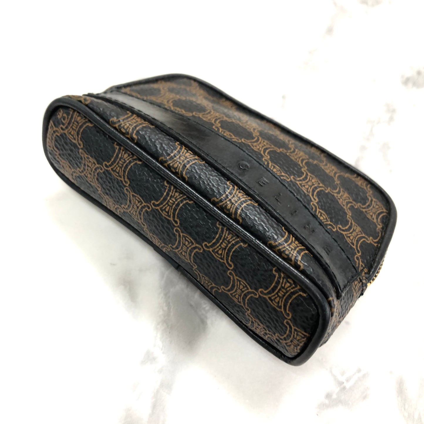 CELINE Macadam logo Coin purse Compact Wallet Black Accessory Vintage Old celine drkitk