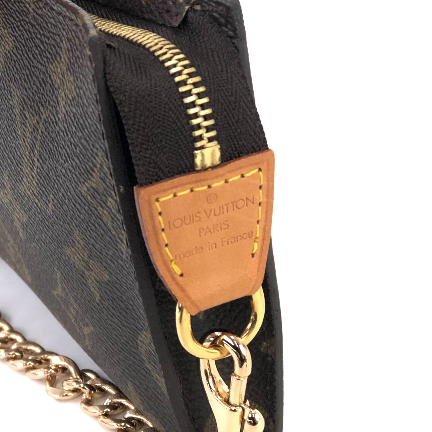 LOUIS VUITTON Monogram Chain strap Minibag Handbag Brown Vintage Old 43dna5