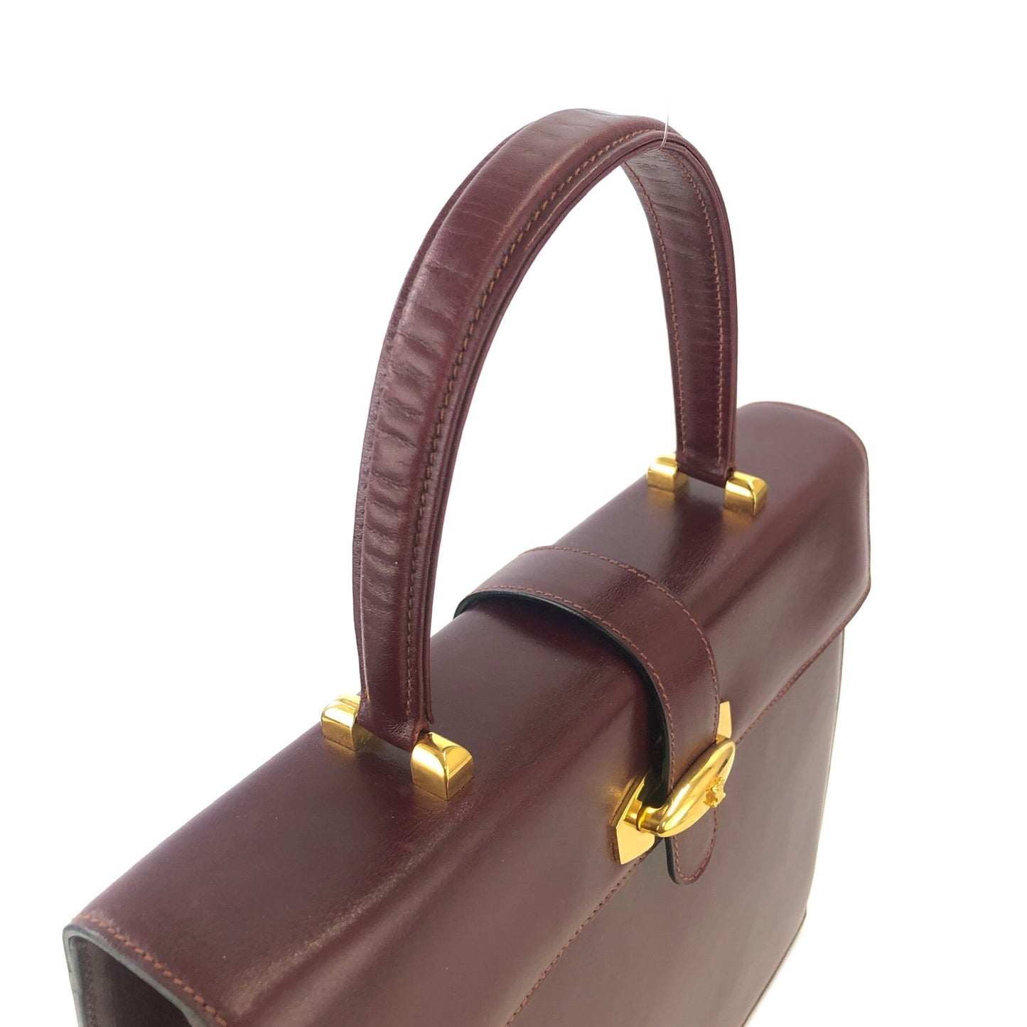 CELINE Blason Top handle Handbag Bordeaux Vintage Old Celine 2jsv3e