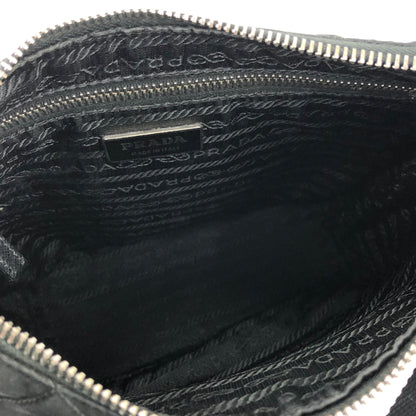 PRADA Triangle logo  Hobobag Nylon Quilting Handbag mini Black Vintage Old jadc3u