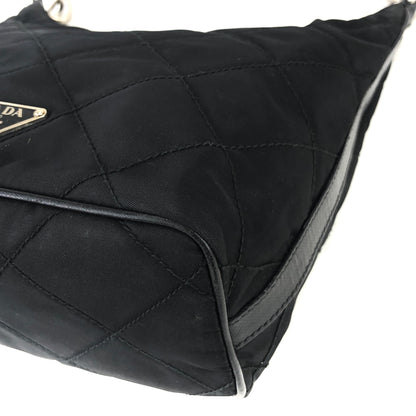 PRADA Triangle logo  Hobobag Nylon Quilting Handbag mini Black Vintage Old jadc3u