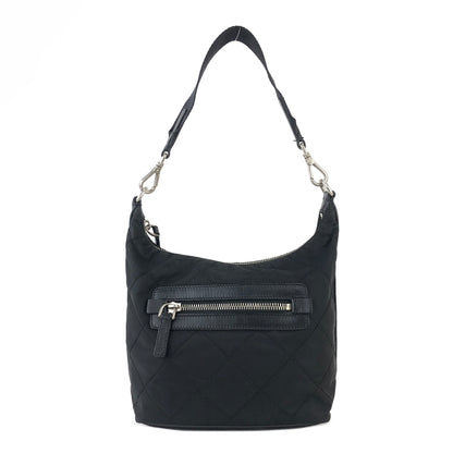 PRADA Triangle logo  Hobobag Nylon Quilting Handbag mini Black Vintage Old jadc3u