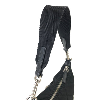 PRADA Triangle logo  Hobobag Nylon Quilting Handbag mini Black Vintage Old jadc3u