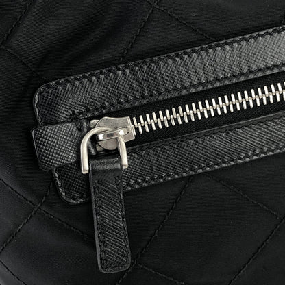 PRADA Triangle logo  Hobobag Nylon Quilting Handbag mini Black Vintage Old jadc3u