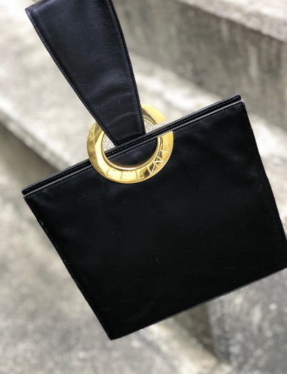 CELINE 圓形標誌單手柄手提包緞面黑色復古舊款 Celine 圓形粉紅色小袋配件 2a4rtk