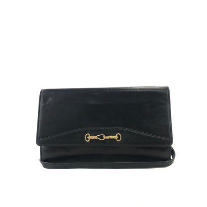 CELINE 馬銜扣兩用單肩包手拿包黑色復古舊 Celine z4nx75
