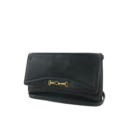 CELINE 馬銜扣兩用單肩包手拿包黑色復古舊 Celine z4nx75