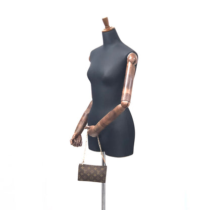 LOUIS VUITTON Monogram Chain strap Minibag Handbag Brown Vintage Old 43dna5