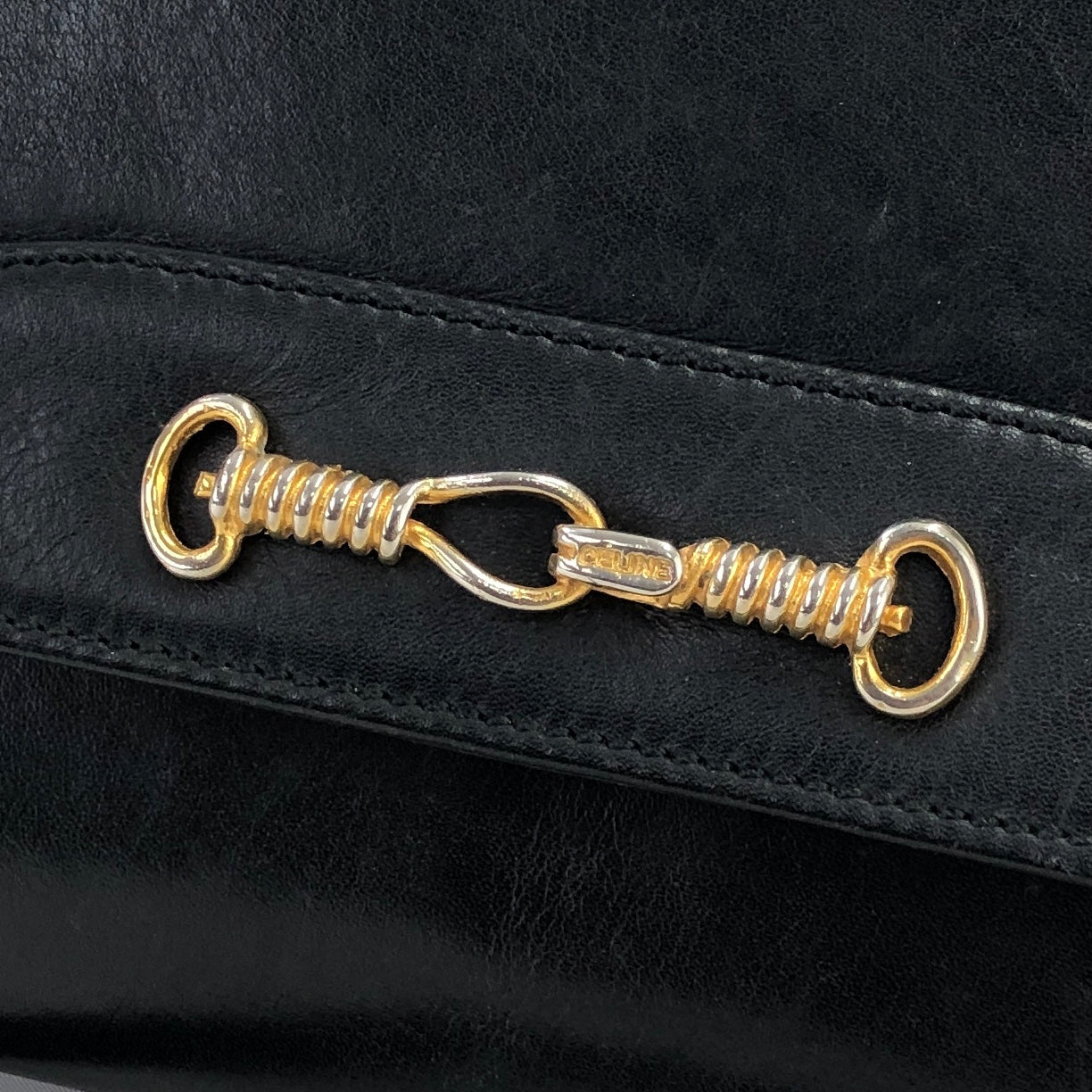 CELINE Horsebit Two-way Shoulder bag Clutch bagBlack Vintage Old Celine z4nx75