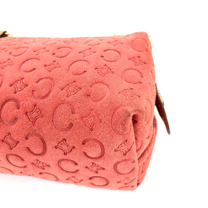 CELINE C Macadam 絨面革鏈條迷你手提包 紅色舊款 CELINE Vintage 28tdkd