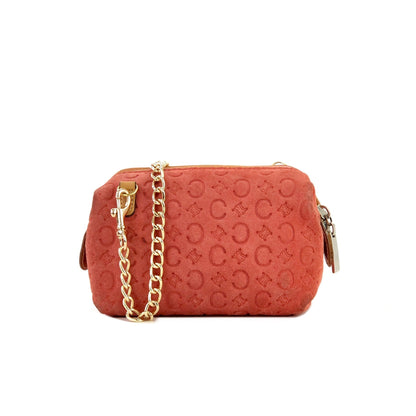 CELINE C Macadam 絨面革鏈條迷你手提包 紅色舊款 CELINE Vintage 28tdkd