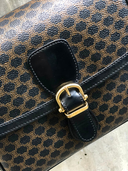 CELINE Macadam Front belt Crossbody Shoulderbag Black Vintage Old CELINE 3raz4y