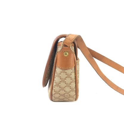 CELINE Macadam Blason 翻蓋斜背包迷你肩背包米色復古舊 Celine 3mrfgw