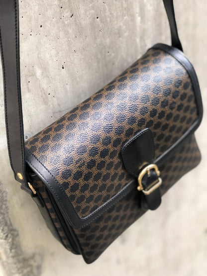 CELINE Macadam Front belt Crossbody Shoulderbag Black Vintage Old CELINE 3raz4y